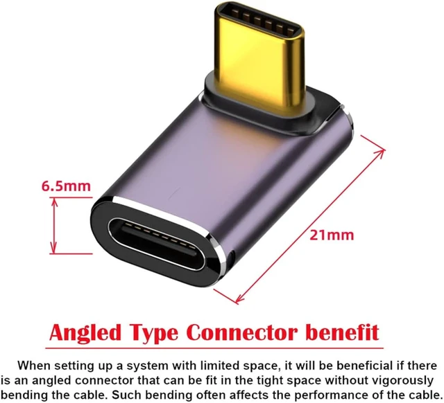Alt view image 2 of 7 - cablecc USB4 Type C Male to Female 240W Power 40Gbps Up Down Angled Data 8K Video Adapter for NS Phone Laptop