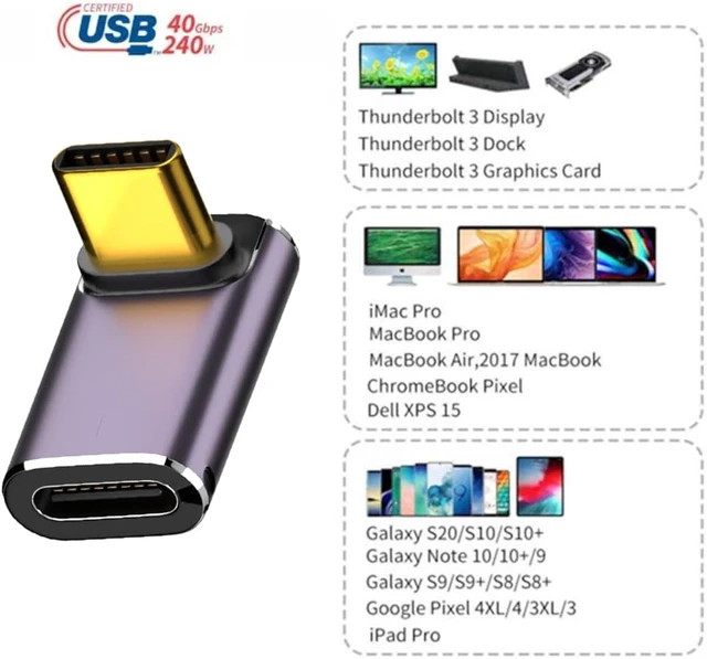 Alt view image 5 of 7 - cablecc USB4 Type C Male to Female 240W Power 40Gbps Up Down Angled Data 8K Video Adapter for NS Phone Laptop