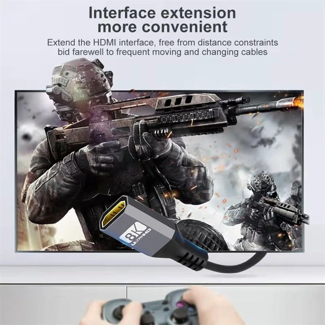 Alt view image 2 of 7 - cablecc HDMI 2.1 Male to Female Extension Cable 8K 60hz/4K 120hz 48Gbs with Audio 3D HDMI-Ultra-HD Compatibility 30cm