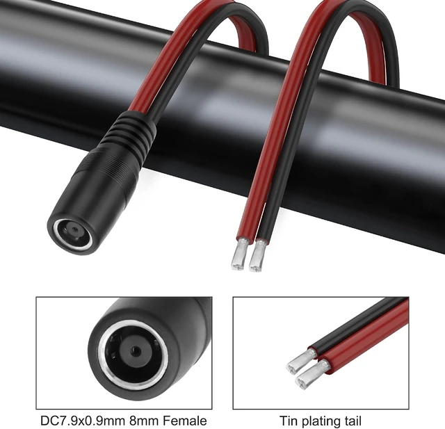 Alt view image 3 of 7 - XMSJSIY DC7.9x0.9mm 8mm Power Pigtails Cable 14AWG -2PCS (DC Female)