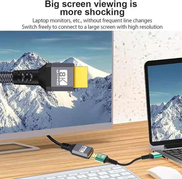 Alt view image 4 of 7 - cablecc HDMI 2.1 Male to Female Extension Cable 8K 60hz/4K 120hz 48Gbs with Audio 3D HDMI-Ultra-HD Compatibility 30cm