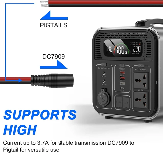 Alt view image 4 of 7 - XMSJSIY DC7.9x0.9mm 8mm Power Pigtails Cable 14AWG -2PCS (DC Female)