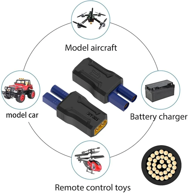 Alt view image 7 of 7 - cablecc Adapter XT60 Male SC100 Protocol to EC5 Male Fast Charging Adapter for RC Lipo Battery Quadcopter Multicopter Aeromodelling