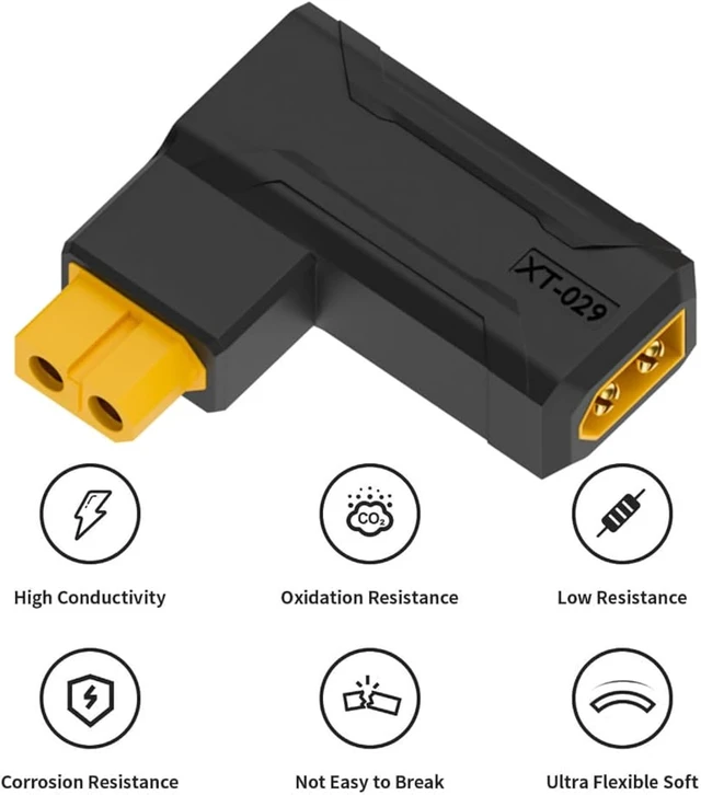 Alt view image 6 of 7 - cablecc Adapter XT60 Male SC100 Protocol to XT60 Female Fast Charging Angled Horizontal Adapter for RC Lipo Battery Quadcopter Multicopter Aeromodelling
