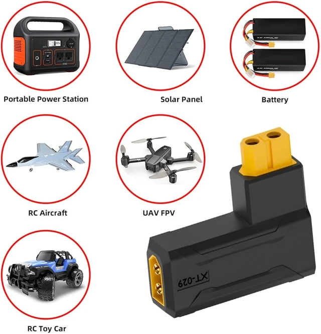 Alt view image 7 of 7 - cablecc Adapter XT60 Male SC100 Protocol to XT60 Female Fast Charging Angled Horizontal Adapter for RC Lipo Battery Quadcopter Multicopter Aeromodelling