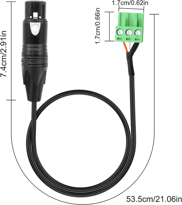 Alt view image 2 of 7 - XMSJSIY XLR to 3-pin Phoenix Cable XLR 3P Female to PHX3M NBKF/2EDG-5.08