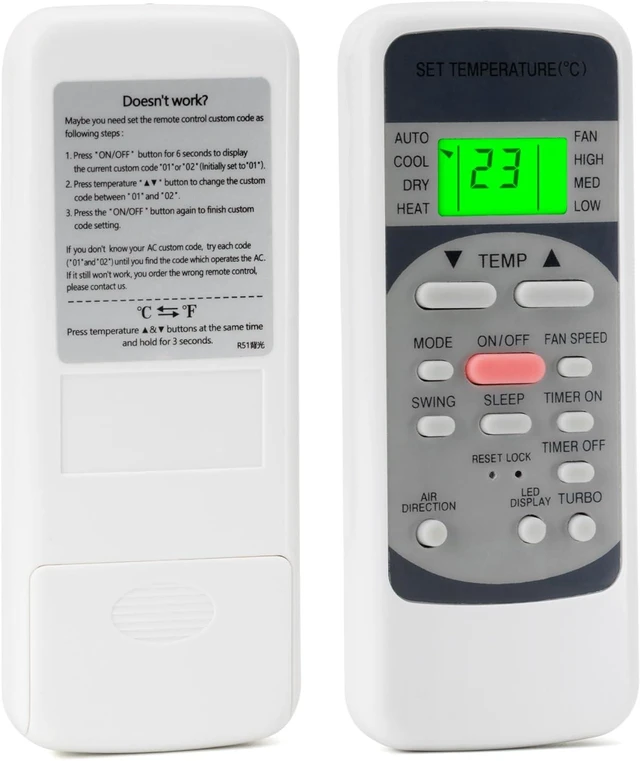 Main image of Backlit Remote Control Replacement R51M/E for Midea Air Conditioner