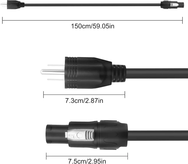 Alt view image 2 of 7 - XMSJSIY 3-Prong NEMA 5-15P to PowerCON True AC Power Cable Cord-1.5M/4.9FT