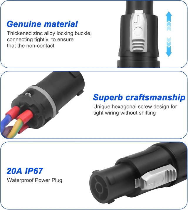 Alt view image 5 of 7 - XMSJSIY 3-Prong NEMA 5-15P to PowerCON True AC Power Cable Cord-1.5M/4.9FT