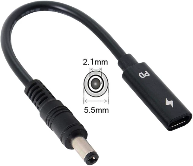 Alt view image 2 of 7 - cablecc Type C USB-C Female Input to DC 5.5x2.1mm Power PD Charge Cable fit for Laptop 18-20V