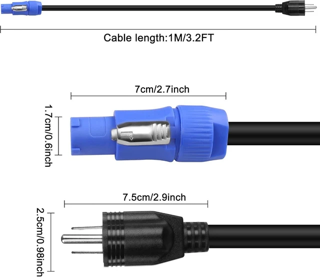 Alt view image 2 of 7 - XMSJSIY 3-Prong NEMA 5-15P to PowerCON AC Power Cable Cord 20A 3 Pin 16AWG
