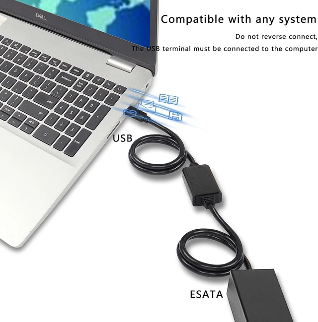 Alt view image 5 of 7 - XMSJSIY USB-C Type-C to eSATA Adapter Cable 5Gbps - 3 ft/1M