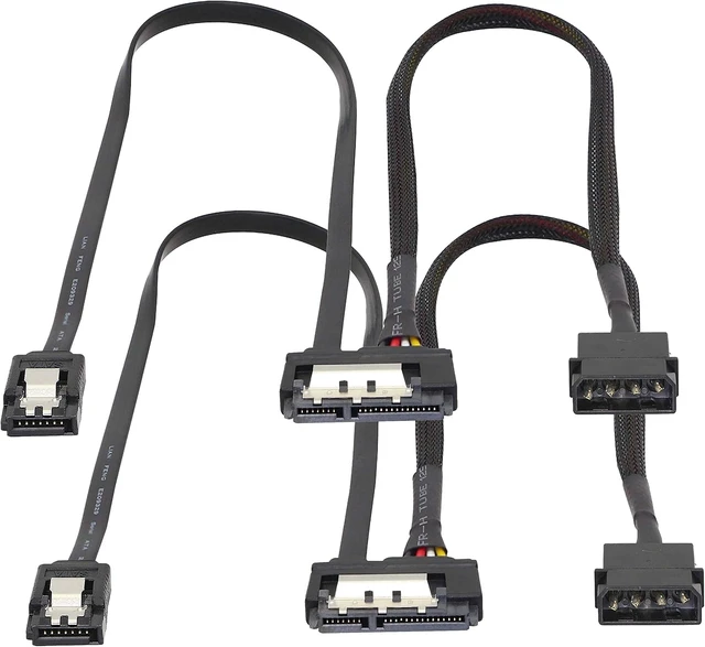 Alt view image 6 of 7 - SATA 6G Data Cable SATA Power2-In-1 Extension Cord LP4 IDE 4pin to SATA 15P