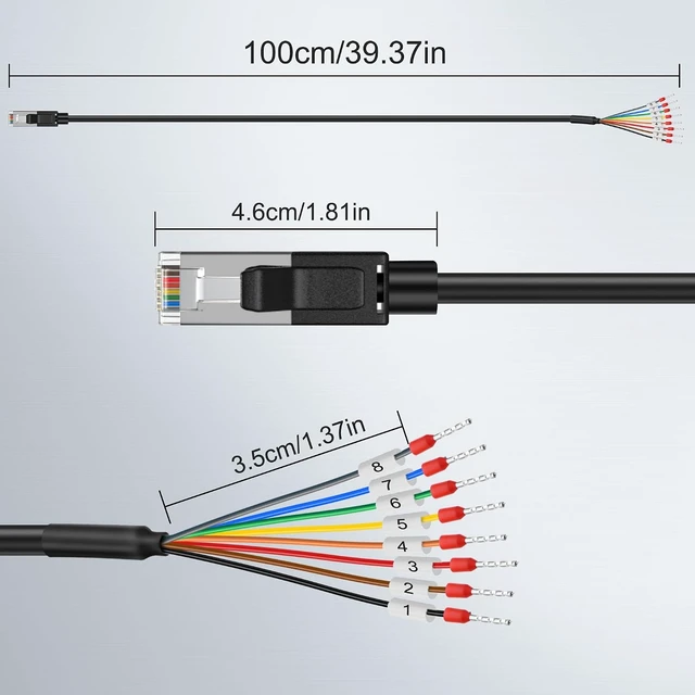Alt view image 2 of 7 - XMSJSIY RJ45 to 8 Pin RJ232/485 Serial Bare Wire -1M/3.2FT