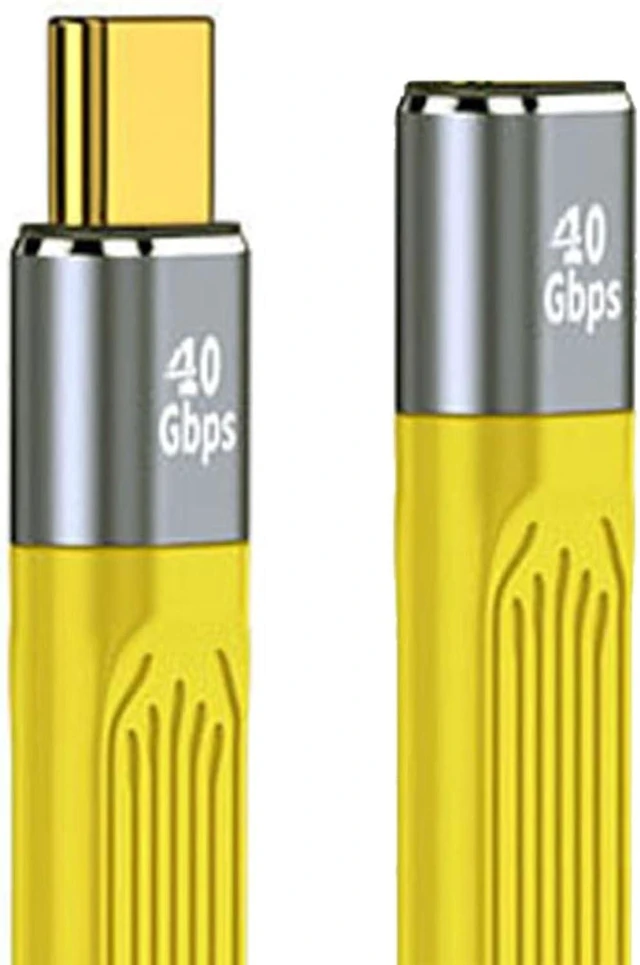 Main image of cablecc Yellow USB4 Extension Cable Slim Flat Male to Female 40Gbps with 100W Charging and 8K@60Hz USB4.0