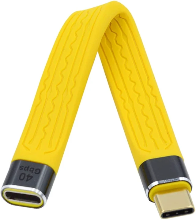Alt view image 7 of 7 - cablecc Yellow USB4 Extension Cable Slim Flat Male to Female 40Gbps with 100W Charging and 8K@60Hz USB4.0