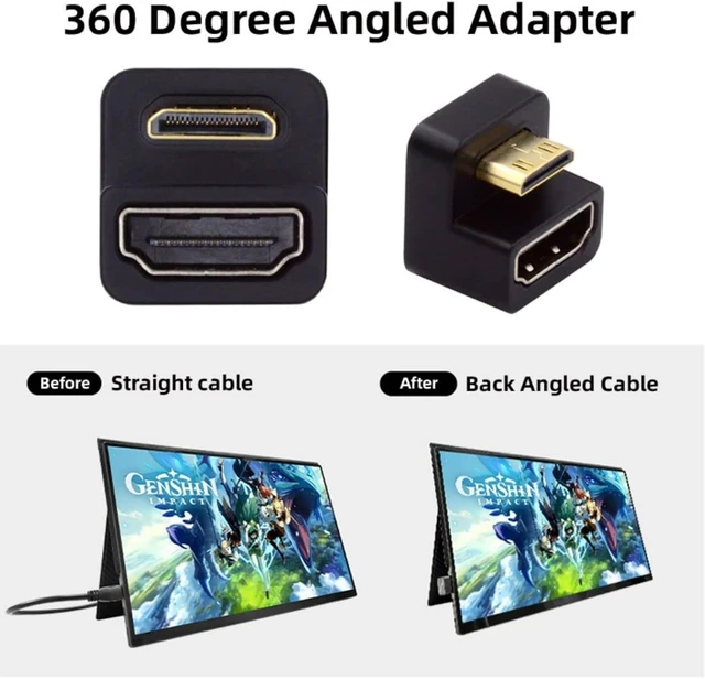 Alt view image 3 of 7 - chenyang 2 Pack Mini HDMI Male to HDMI Female 4K@60Hz 180 Degree Angled Converter Connector Adapter