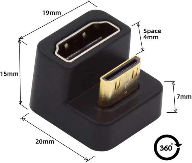 Alt view image 7 of 7 - chenyang 2 Pack Mini HDMI Male to HDMI Female 4K@60Hz 180 Degree Angled Converter Connector Adapter