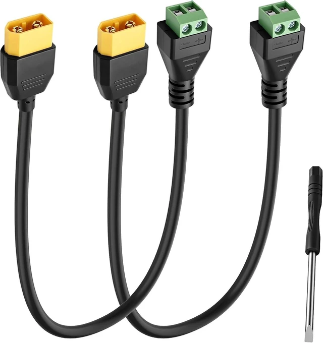 Main image of XMSJSIY 2Pack XT60 Male to 2 Pin Solderless Screw Terminal Adapter Cable