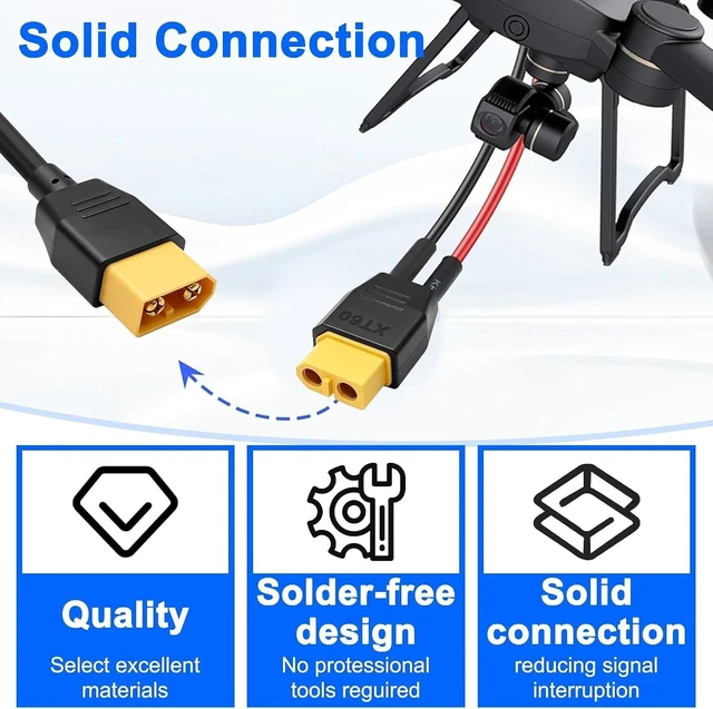 Alt view image 6 of 7 - XMSJSIY 2Pack XT60 Male to 2 Pin Solderless Screw Terminal Adapter Cable