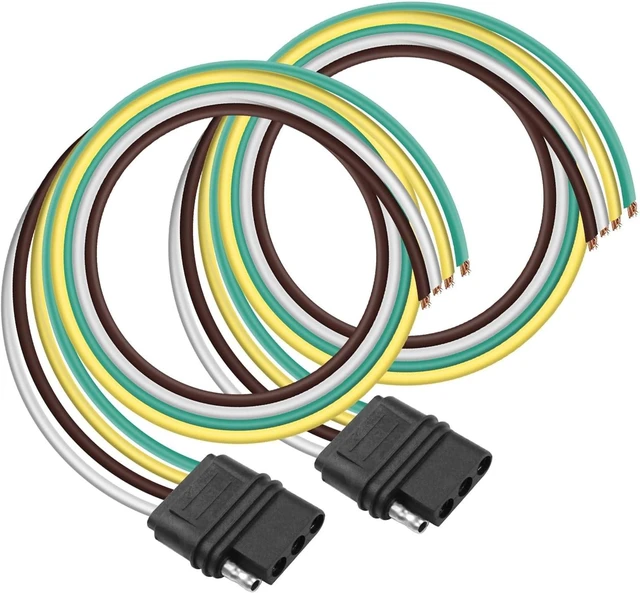 Main image of XMSJSIY 4 Way Trailer Harness Wire Connector 4 Pin Flat Plug Female Trailer