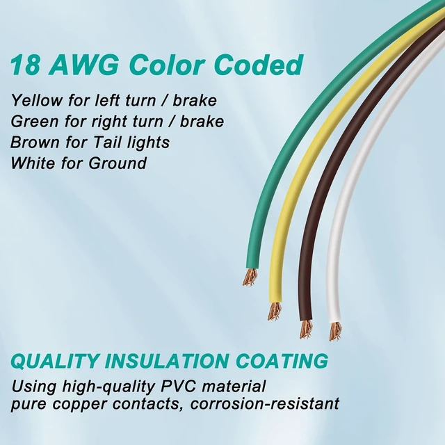 Alt view image 5 of 7 - XMSJSIY 4 Way Trailer Harness Wire Connector 4 Pin Flat Plug Female Trailer