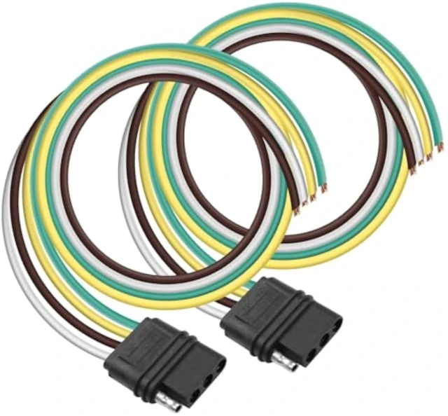 Alt view image 7 of 7 - XMSJSIY 4 Way Trailer Harness Wire Connector 4 Pin Flat Plug Female Trailer