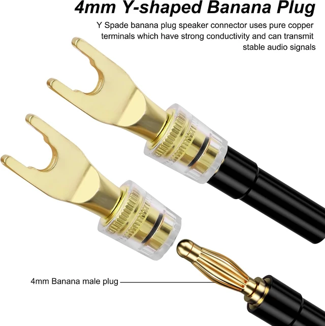 Alt view image 4 of 7 - XMSJSIY Y Spade Plug 4mm Banana Female Plug Connector Black & Red U Fork