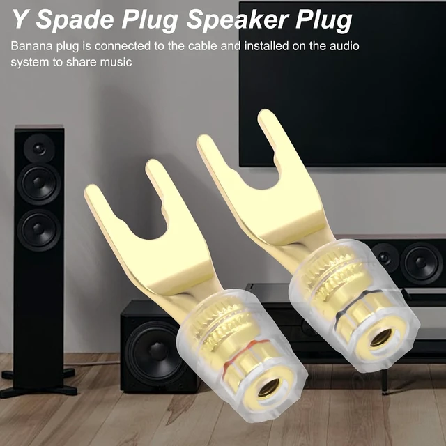Alt view image 5 of 7 - XMSJSIY Y Spade Plug 4mm Banana Female Plug Connector Black & Red U Fork