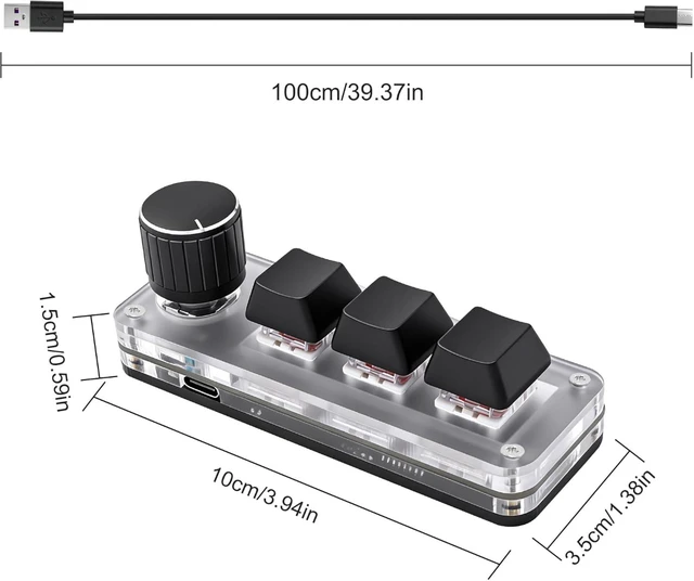 Alt view image 2 of 7 - XMSJSIY Mini 3 Key Keypad Mechanical Keyboard One Handed Hot Key