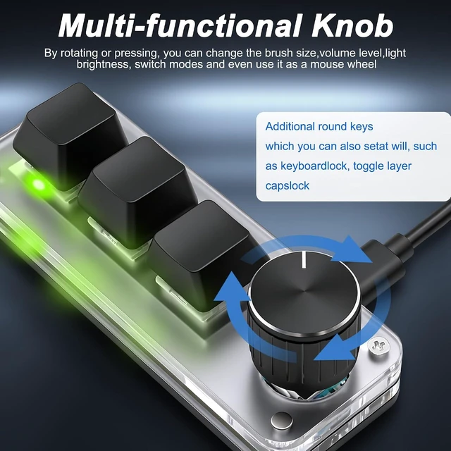 Alt view image 5 of 7 - XMSJSIY Mini 3 Key Keypad Mechanical Keyboard One Handed Hot Key