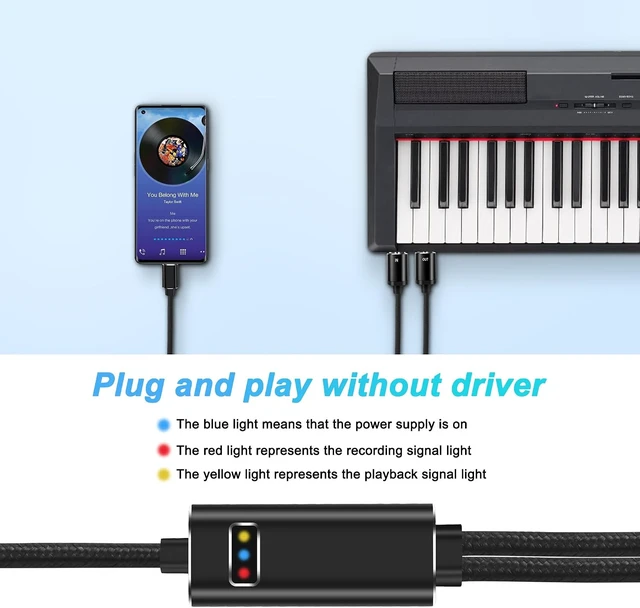 Alt view image 3 of 7 - XMSJSIY MIDI to USB C Type-C Interface Cable Adapter 5 Pin MIDI to Type-C