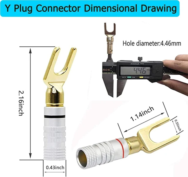 Alt view image 3 of 7 - Y Spade Plug,Speaker Spade Connector Fork Spade Plug 45 Degree for Speaker