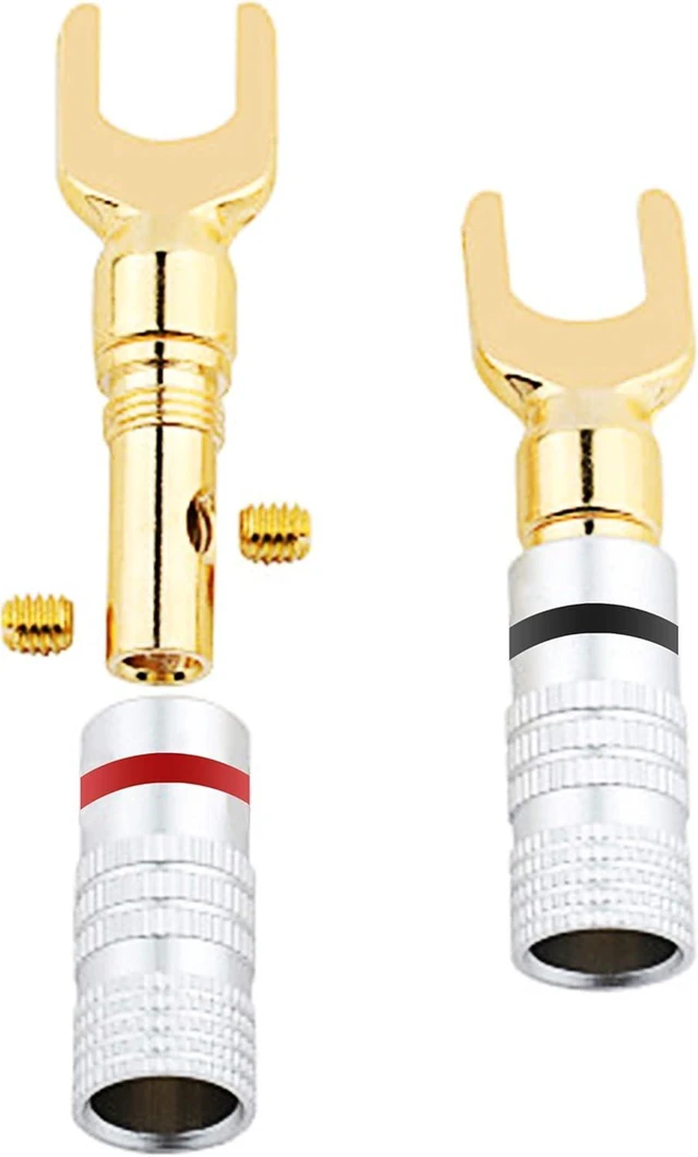 Alt view image 6 of 7 - Y Spade Plug,Speaker Spade Connector Fork Spade Plug 45 Degree for Speaker
