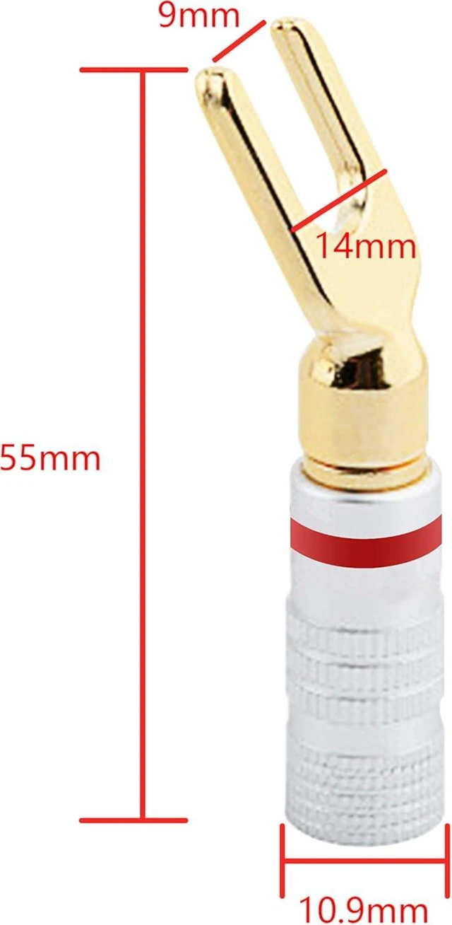 Alt view image 5 of 7 - Y Spade Plug,Speaker Spade Connector Fork Spade Plug 45 Degree for Speaker