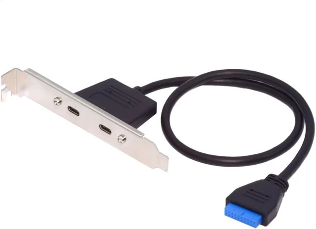 Main image of chenyang USB 3.0 Front Panel Header 19/20Pin 1 Male to 2 USB C Female Chassis Back Panel Port Extension Cable with 12cm PCI-E Slot Bracket
