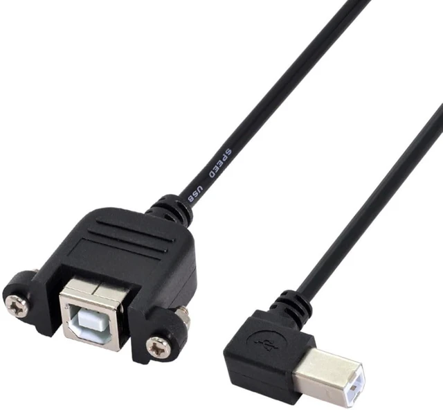 Main image of chenyang USB 2.0 Type B Male to Type B Female Extension Cable with Screws for Panel Mount 50cm 90 Degree Left Angled
