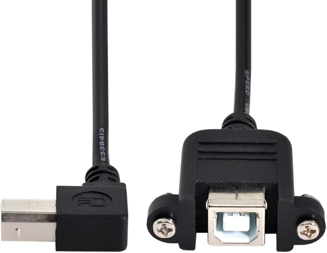 Alt view image 3 of 7 - chenyang USB 2.0 Type B Male to Type B Female Extension Cable with Screws for Panel Mount 50cm 90 Degree Left Angled