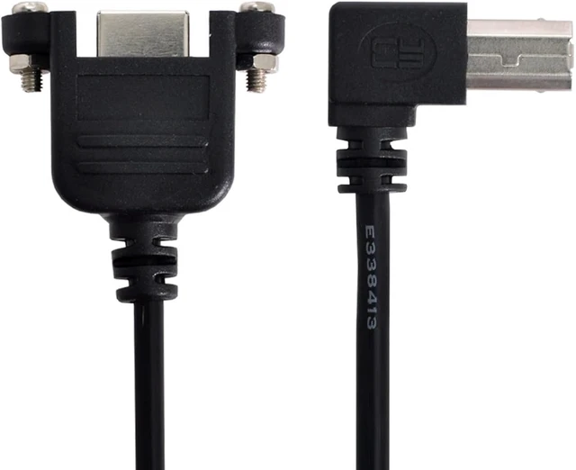 Alt view image 6 of 7 - chenyang USB 2.0 Type B Male to Type B Female Extension Cable with Screws for Panel Mount 50cm 90 Degree Left Angled