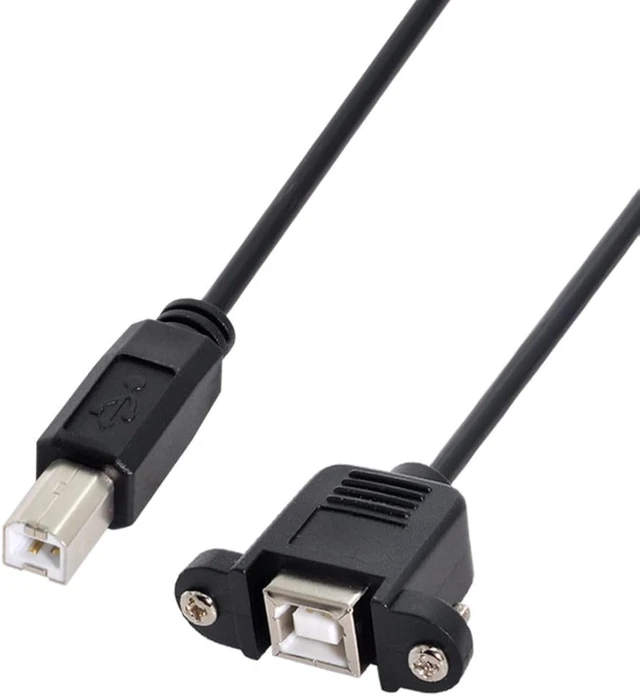 Alt view image 7 of 7 - chenyang USB 2.0 Type B Male to Type B Female Extension Cable with Screws for Panel Mount 50cm 90 Degree Left Angled