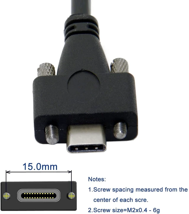 Alt view image 2 of 7 - chenyang USB 3.0 to USB C Dual Locking Connector Data Cable with Panel Mount Screw for Industrial Camera 3.0M