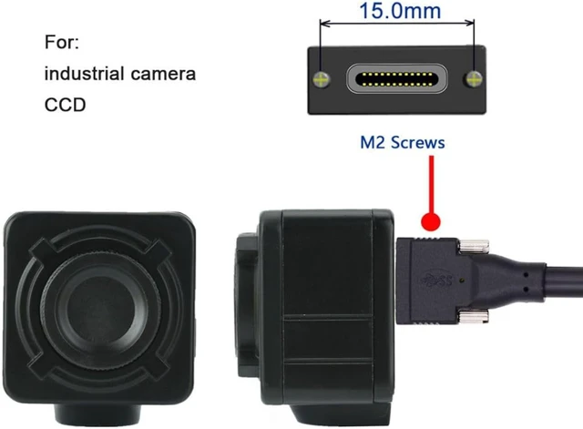Alt view image 4 of 7 - chenyang USB 3.0 to USB C Dual Locking Connector Data Cable with Panel Mount Screw for Industrial Camera 3.0M