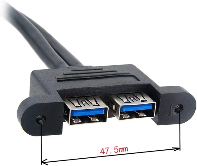 Alt view image 2 of 7 - chenyang USB 3.0 Front Panel Header 19/20Pin 1 Male to 2 USB 3.0 Female Panel Port Extension Cable 1.64ft with Panel Mount Screw