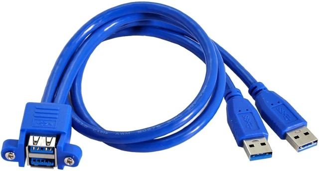 Alt view image 7 of 7 - chenyang USB 3.0 Front Panel Header 19/20Pin 1 Male to 2 USB 3.0 Female Panel Port Extension Cable 1.64ft with Panel Mount Screw