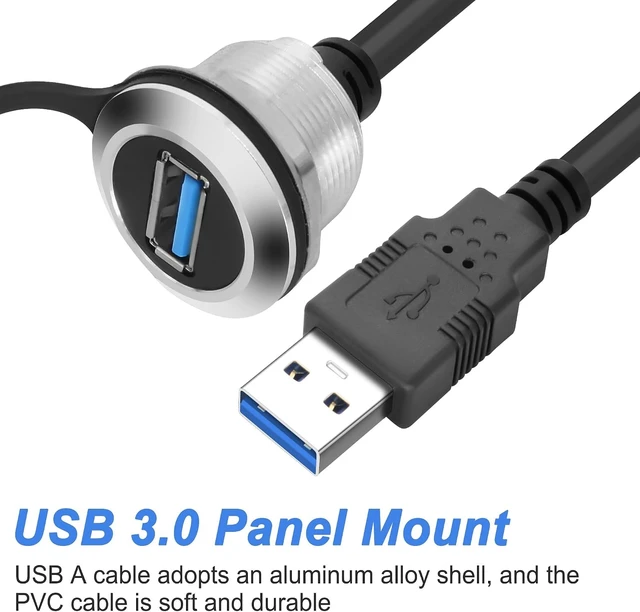 Alt view image 4 of 7 - XMSJSIY USB 3.0 Panel Flush Mount Cable 5Gbps USB Type-A Male to USB -Round