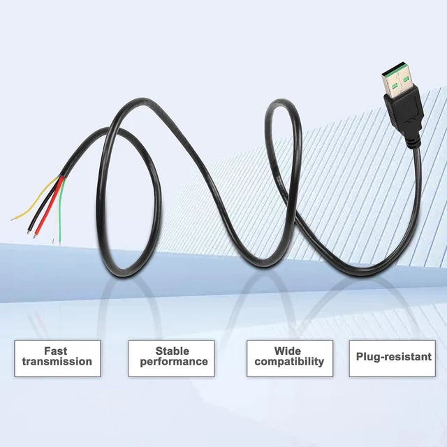 Alt view image 5 of 7 - XMSJSIY USB 2.0 Male 5Pin to Bare Wire Pigtail Open End Cables 5Cores USB A