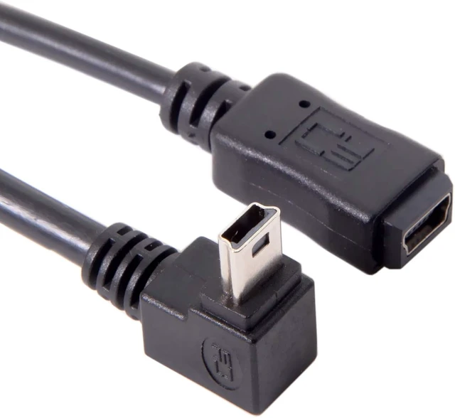 Alt view image 2 of 7 - cablecc 2pcs 90 Degree Up & Down Direction Angled Mini USB 5 Pin Male to Female Extension Cable 0.2m