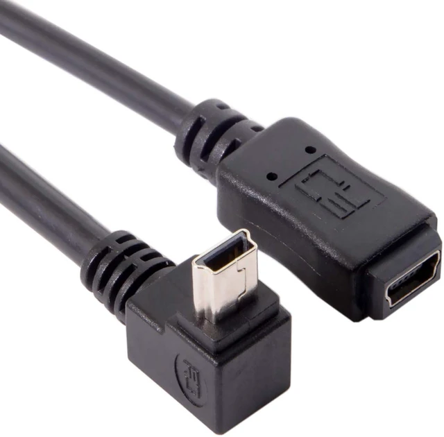 Main image of cablecc 2pcs 90 Degree Up & Down Direction Angled Mini USB 5 Pin Male to Female Extension Cable 0.2m