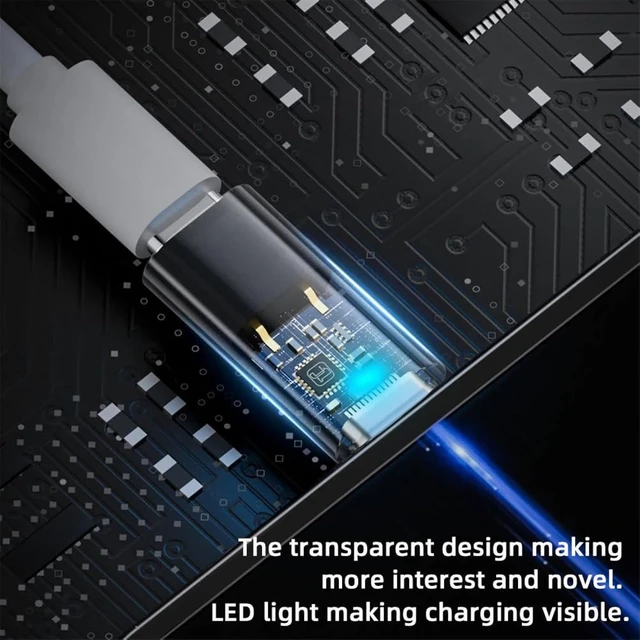 Alt view image 7 of 7 - cablecc 480Mbps Type C USB-C Male Transparent LED to 8P Female 35W Power Data Adapter Compatible with iPhone15 & Android & Tablet