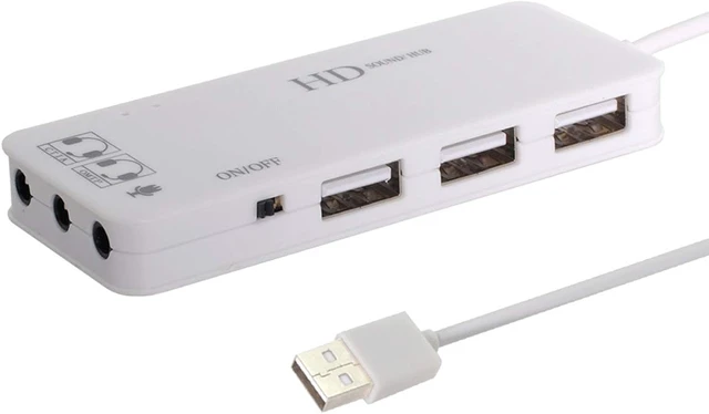 Alt view image 6 of 7 - Cablecc USB2.0 to 3 Ports HUB & Audio 3.5mm Microphone CTIA OMTP for Laptop Computer